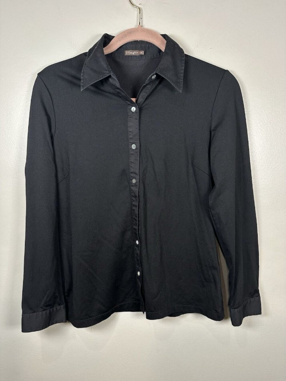 J.McLaughlin Button Down Shirt Women’s Size Medium Black Wrinkle Resistant